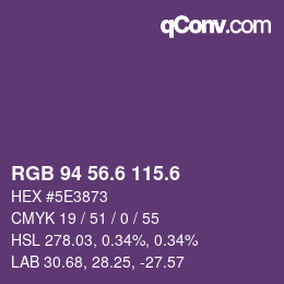 カラーコード: RGB 94 56.6 115.6 | qconv.com