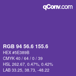 カラーコード: RGB 94 56.6 155.6 | qconv.com