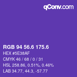カラーコード: RGB 94 56.6 175.6 | qconv.com