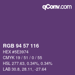 Color code: RGB 94 57 116 | qconv.com