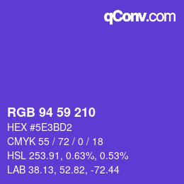 カラーコード: RGB 94 59 210 | qconv.com