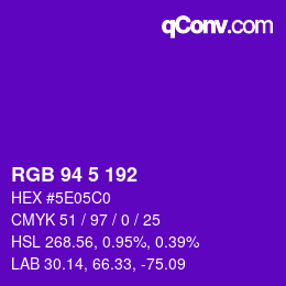 Color code: RGB 94 5 192 | qconv.com