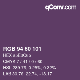 カラーコード: RGB 94 60 101 | qconv.com