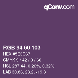 カラーコード: RGB 94 60 103 | qconv.com