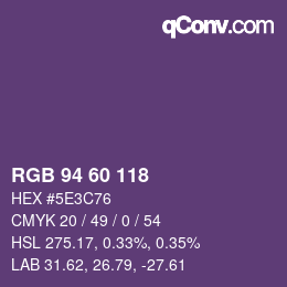カラーコード: RGB 94 60 118 | qconv.com