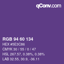 カラーコード: RGB 94 60 134 | qconv.com