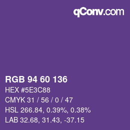 カラーコード: RGB 94 60 136 | qconv.com