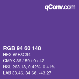 カラーコード: RGB 94 60 148 | qconv.com