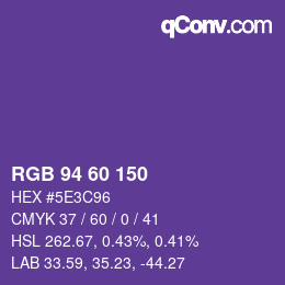 颜色代码: RGB 94 60 150 | qconv.com