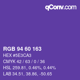 Color code: RGB 94 60 163 | qconv.com