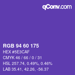 颜色代码: RGB 94 60 175 | qconv.com