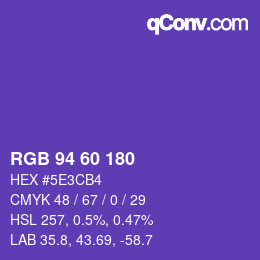 颜色代码: RGB 94 60 180 | qconv.com