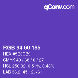 颜色代码: RGB 94 60 185 | qconv.com