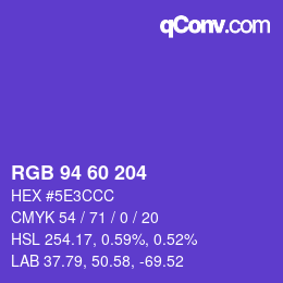Color code: RGB 94 60 204 | qconv.com