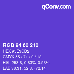 カラーコード: RGB 94 60 210 | qconv.com
