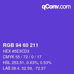 颜色代码: RGB 94 60 211 | qconv.com