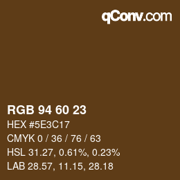 颜色代码: RGB 94 60 23 | qconv.com