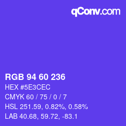 颜色代码: RGB 94 60 236 | qconv.com