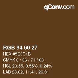 Color code: RGB 94 60 27 | qconv.com