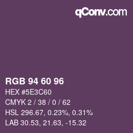 カラーコード: RGB 94 60 96 | qconv.com