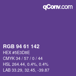 Color code: RGB 94 61 142 | qconv.com