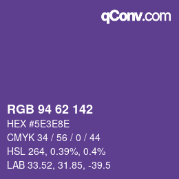 Color code: RGB 94 62 142 | qconv.com