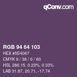 Color code: RGB 94 64 103 | qconv.com