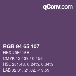 カラーコード: RGB 94 65 107 | qconv.com