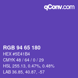 颜色代码: RGB 94 65 180 | qconv.com