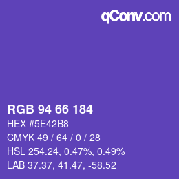 颜色代码: RGB 94 66 184 | qconv.com