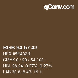 Código de color: RGB 94 67 43 | qconv.com