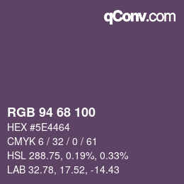 Código de color: RGB 94 68 100 | qconv.com