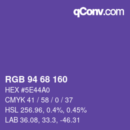 Color code: RGB 94 68 160 | qconv.com