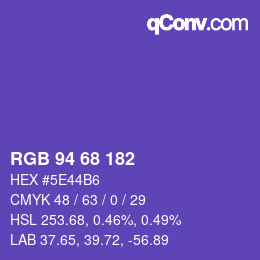 颜色代码: RGB 94 68 182 | qconv.com