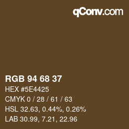 カラーコード: RGB 94 68 37 | qconv.com