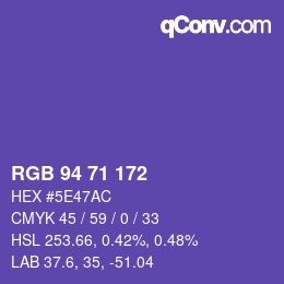 Color code: RGB 94 71 172 | qconv.com