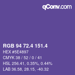 カラーコード: RGB 94 72.4 151.4 | qconv.com