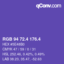 カラーコード: RGB 94 72.4 176.4 | qconv.com