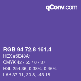カラーコード: RGB 94 72.8 161.4 | qconv.com