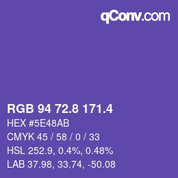 カラーコード: RGB 94 72.8 171.4 | qconv.com
