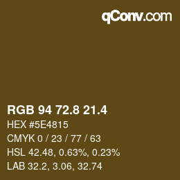 カラーコード: RGB 94 72.8 21.4 | qconv.com