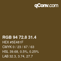 カラーコード: RGB 94 72.8 31.4 | qconv.com