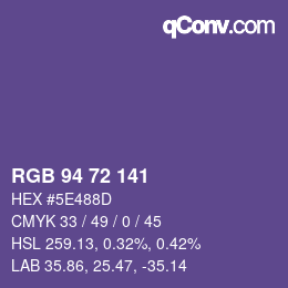 Color code: RGB 94 72 141 | qconv.com