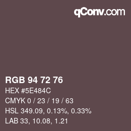 Código de color: RGB 94 72 76 | qconv.com