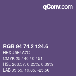 カラーコード: RGB 94 74.2 124.6 | qconv.com