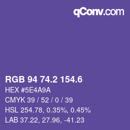 カラーコード: RGB 94 74.2 154.6 | qconv.com