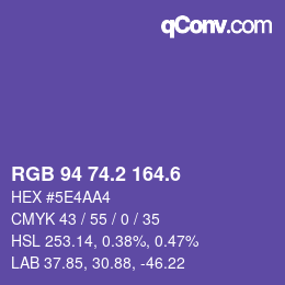 カラーコード: RGB 94 74.2 164.6 | qconv.com