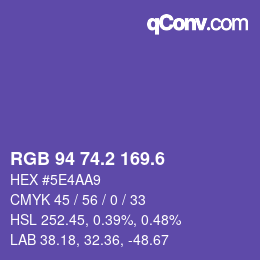 カラーコード: RGB 94 74.2 169.6 | qconv.com