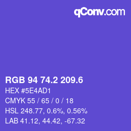 カラーコード: RGB 94 74.2 209.6 | qconv.com