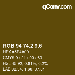 カラーコード: RGB 94 74.2 9.6 | qconv.com